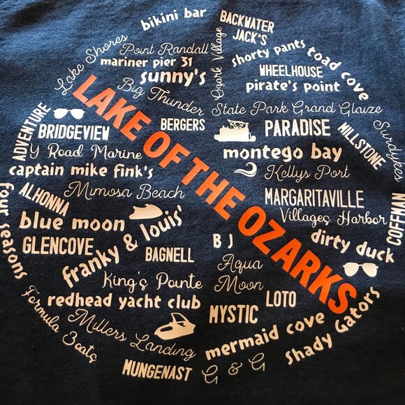 Upcycled Lake of the Ozarks T-Shirt: Landmarks & Marinas Graphics, Size L - Picture 15 of 16